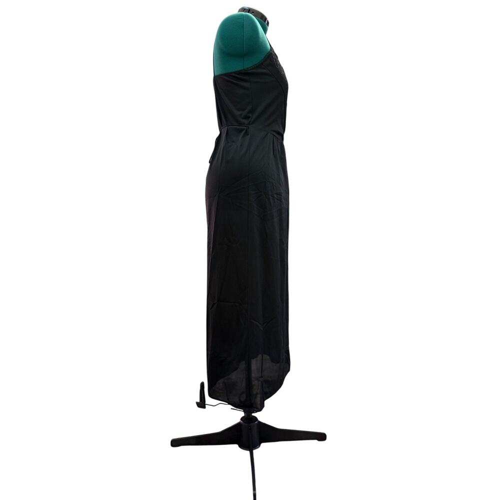 Vintage Private Treasures Black Lace Trim Slip Nightgown Size Medium 1970s - Picture 3 of 14